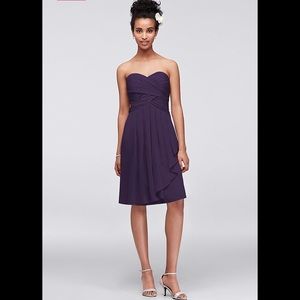 Mid Length Purple Strapless Dress David’s Bridal 8